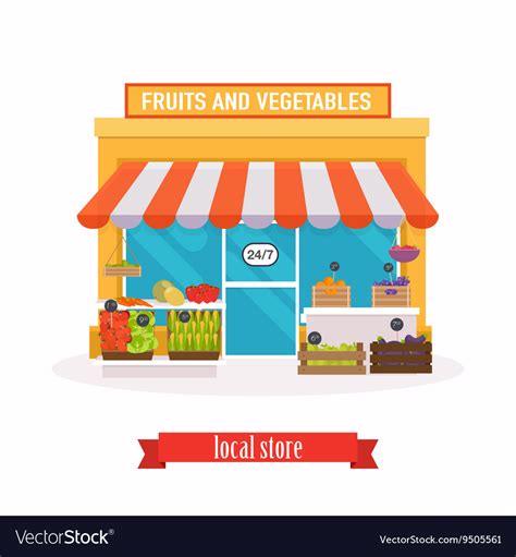 Local Market Fruit And Vegetables Farmers Market Vector Image