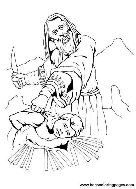 This coloring page would be a helpful activity or craft when teaching the story of abraham and isaac. Abraham and Isaac bible coloring book.