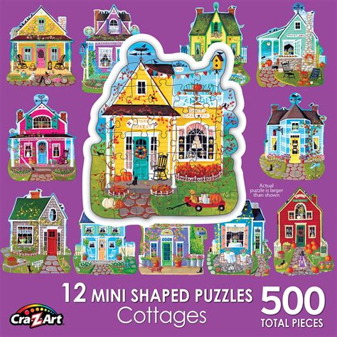 Cra Z Art Multi Shaped 500 Piece Jigsaw Puzzle Sweet Cottages