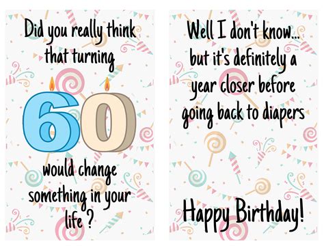 60th Birthday Card Funny 60th Birthday Card For Men Women Sixty Years