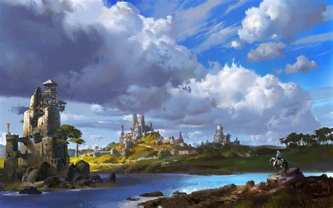 Wallpaper 1920x1200 Px Artwork Building Castle Clouds Concept