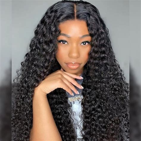 Amazon Com ISEE Water Wave Human Hair Wigs Density Kinky Curly Type C Edges Hairline