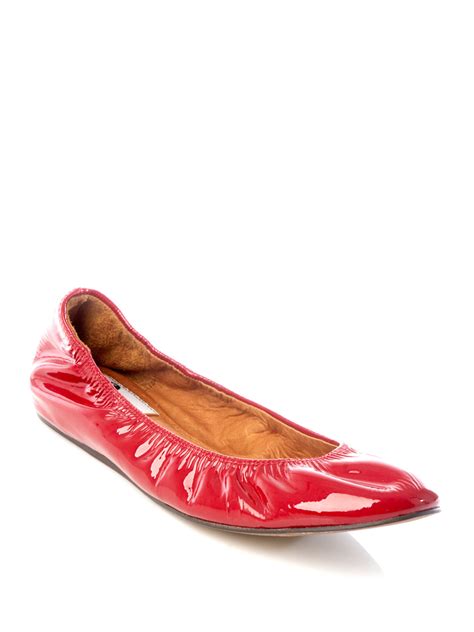 Lanvin Patent Leather Ballet Flats In Red Lyst