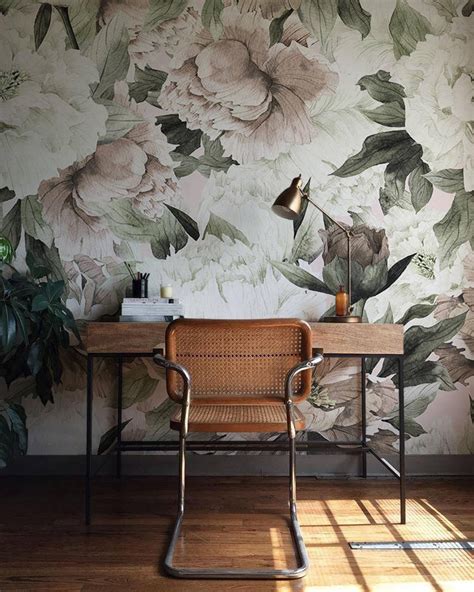 Large Floral Wallpaper Wall Mural Floral Home Décor Floral Etsy
