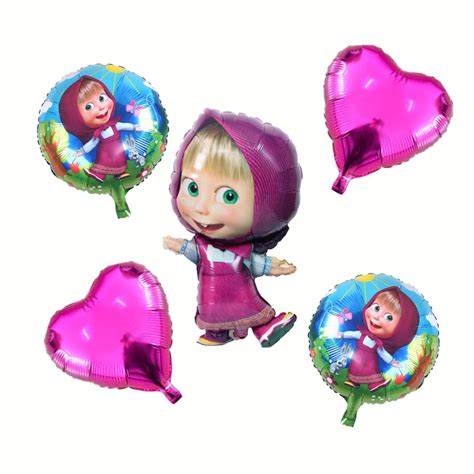 Masha And The Bear Foil Balloons Mash And The Bear Party Etsy