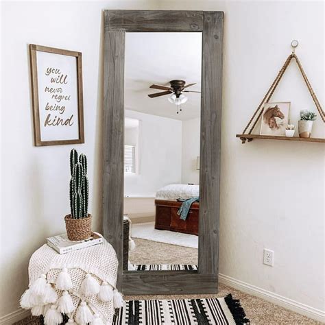 Neutype Rustic Solid Wood Mirror Full Length Mirror Floor Mirror Wall Mounted Mirror Country