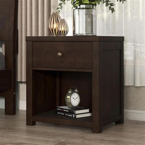 Gosalmon 1 Drawer Brown Nightstand 25 In H X 22 In W X 17 In D
