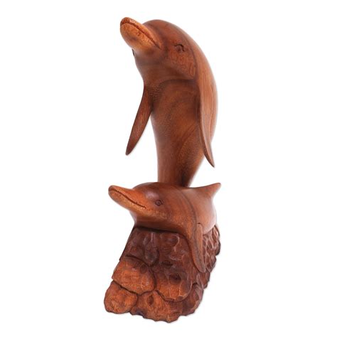 Carved Wood Sculpture Dolphin Generation Novica