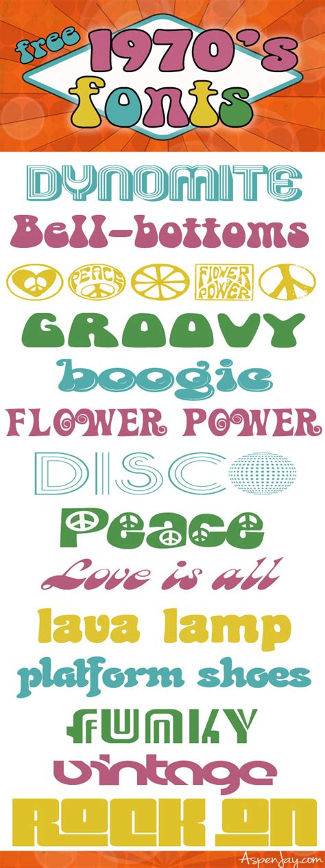 The font collection section is the place where you can browse, filter, custom preview and download free fonts. Groovy 70s Fonts - Aspen Jay