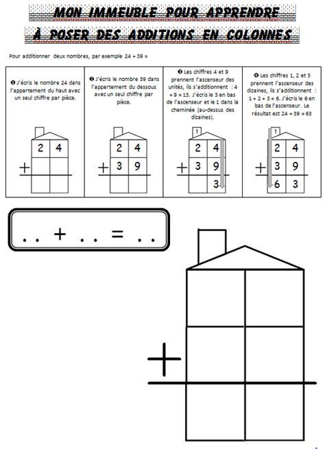 Leçons, exercices et evaluations corrigés sur le programme de numeration. Immeuble des additions posées | Mathématiques, Colonnes ...