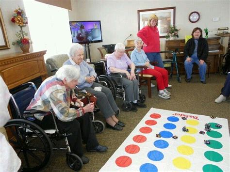 You will know best how to modify games for your clients. Beanbag Twister Toss. Have residents spin to determine the ...