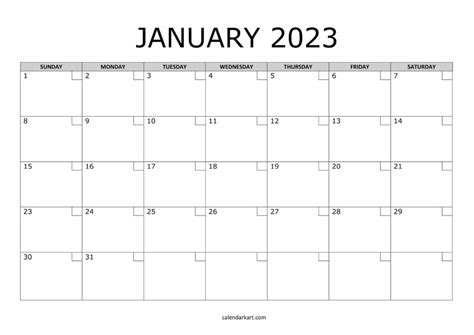 Free Printable January 2023 Calendars Calendarkart Calendar