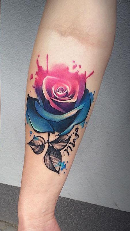 Cool Watercolor Rose Tattoo © Tattoo Artist Ewa Sroka 🌹 🌹 🌹 Blue Rose