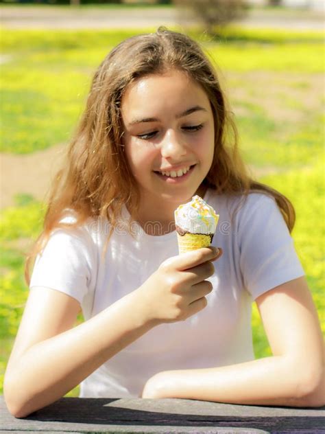 Beautiful Teen Girl Eating Ice Cream Stock Photos Free Royalty Free Stock Photos From