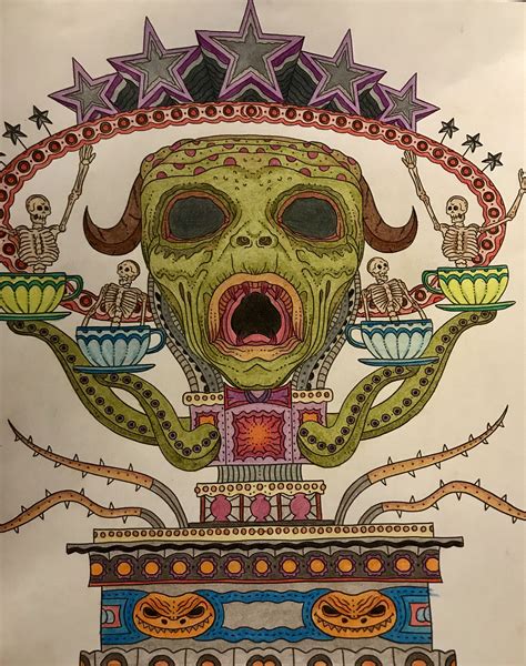 The Beauty Of Horror 3 By Alan Robert Coloring By Robin Adult Coloring