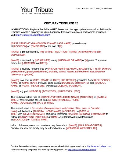 Maybe you would like to learn more about one of these? Obituary Template: Free Download, Edit, Fill, Create and ...