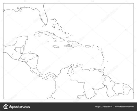 Mapa Político De Centroamérica Y Los Estados Del Caribe Borde Contorno