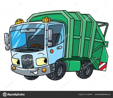 Funny Garbage Truck Car With Eyes Municipal Machinery Stock Vector