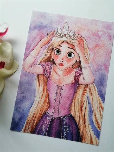 Disney Princess Watercolour Tangled Rapunzel Crown Tiara Fine Etsy