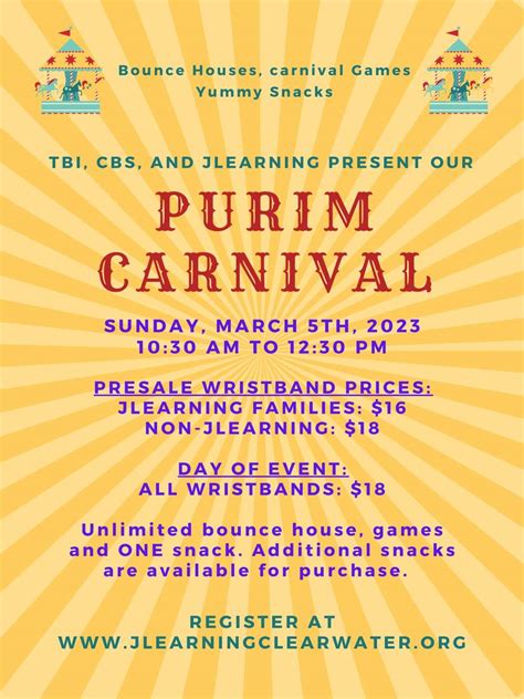 JLearning Clearwater Purim Carnival Temple B Nai Israel