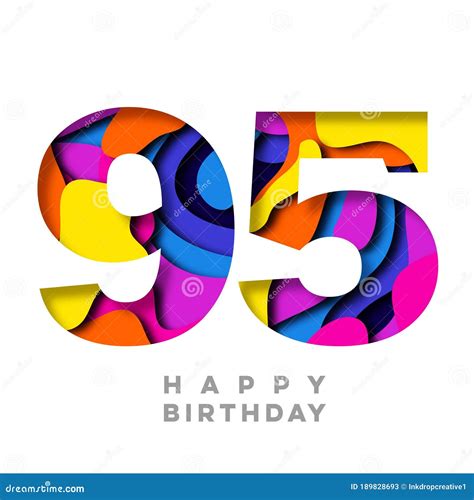 Number 95 Happy Birthday Colorful Paper Cut Out Design Stock