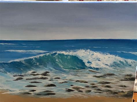 Wave On A Rocky Beach Ocean Scenes Painting Canvas Art