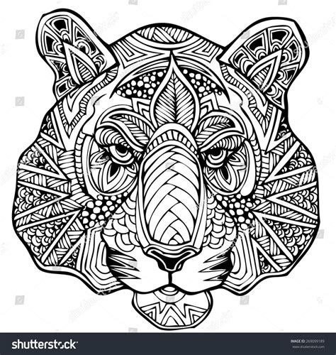 Zentangle Tiger Vector Illustration Dieren Kleurplaten Mandala