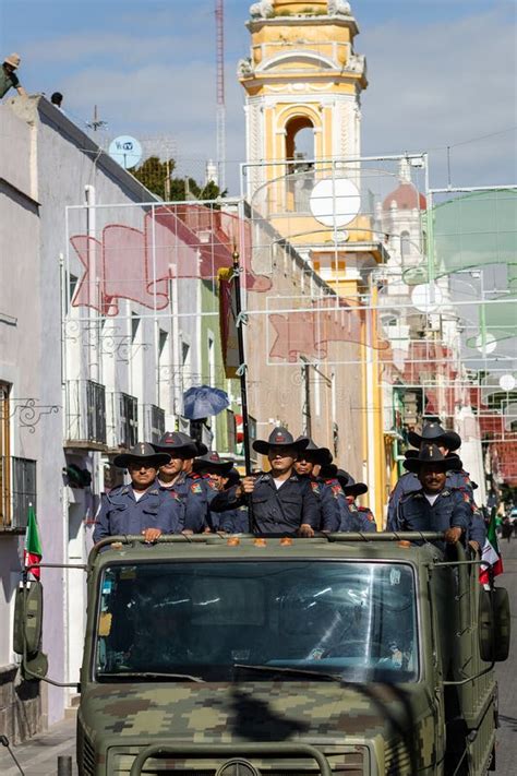 Mexican Military Parade In The Streets Of Puebla Editorial Stock Image