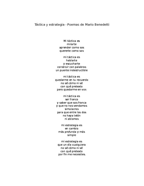 Doc Táctica Y Estrategia Poemas De Mario Benedetti Dumer Sp