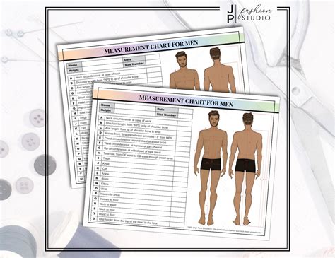 Printable Mens Body Measurement Sheet Fashion Designer Template