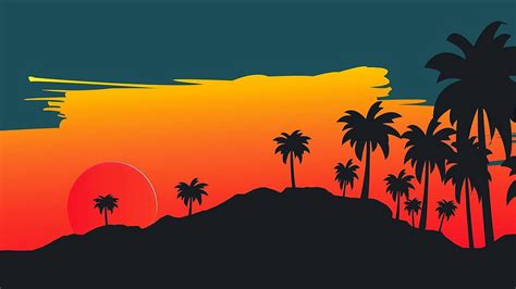 Retro Wave Palm Tree Wallpapers Wallpaper Cave