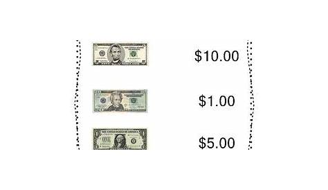 identifying dollar bills worksheet