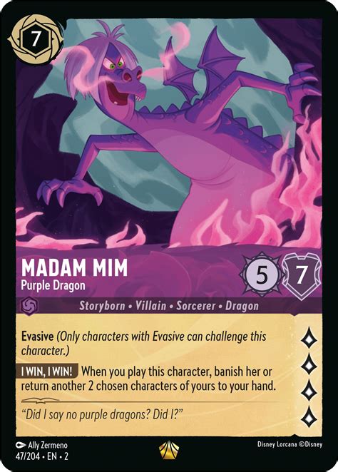 Madam Mim Purple Dragon Rise Of The Floodborn Disney Lorcana