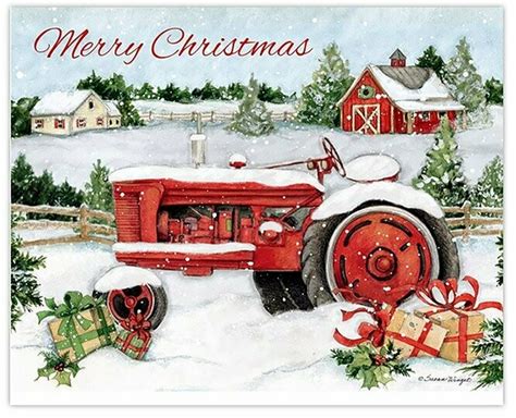 Super thick linen embossed paper, lots of finishing @mominohio i've been buying lang christmas cards for years. Lang Christmas Cards - Snowy Tractor - 18 per Box