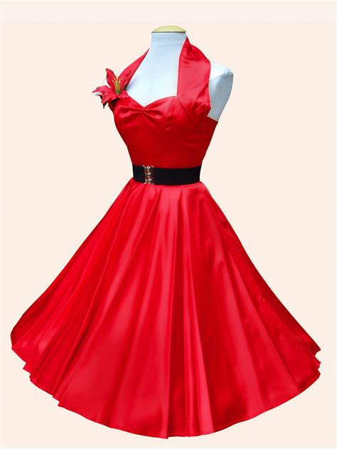 1950s Halterneck Red Satin Dress From Vivien Of Holloway Uk