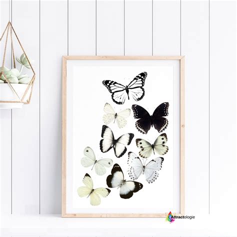 Printable Black And White Butterfly Wall Art Print Realistic Etsy