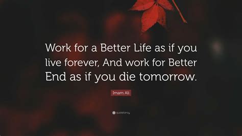 Imam Ali Quote Work For A Better Life As If You Live Forever And