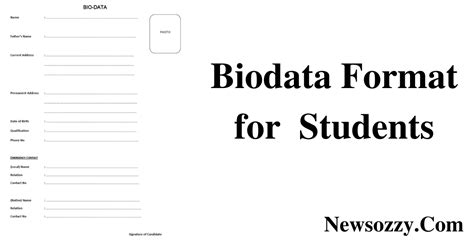 Bio Data Format For Students Basic Students Bio Data Format Templates