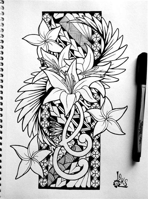 Flower line drawing line drawing tattoos flower line drawings. Beautiful design - by Loks (With images) | Maori tattoo ...