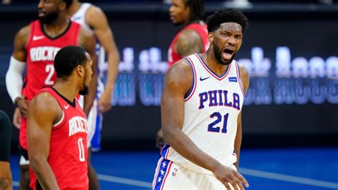 Joel Embiid Leads Philadelphia 76ers Past Short Handed Houston Rockets Tsnca