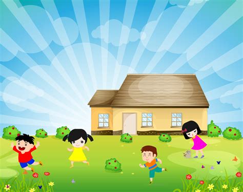 Cartoon Kids Playing Outside Free Vector Download 17062 Free Vector