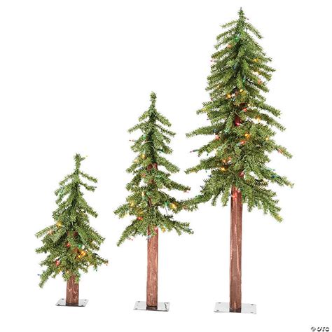 Vickerman 2 3 4 Natural Alpine Christmas Tree Set With Multi Colored
