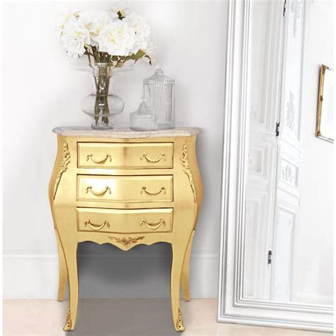 Table de nuit (chevet) commode baroque en bois doré ...