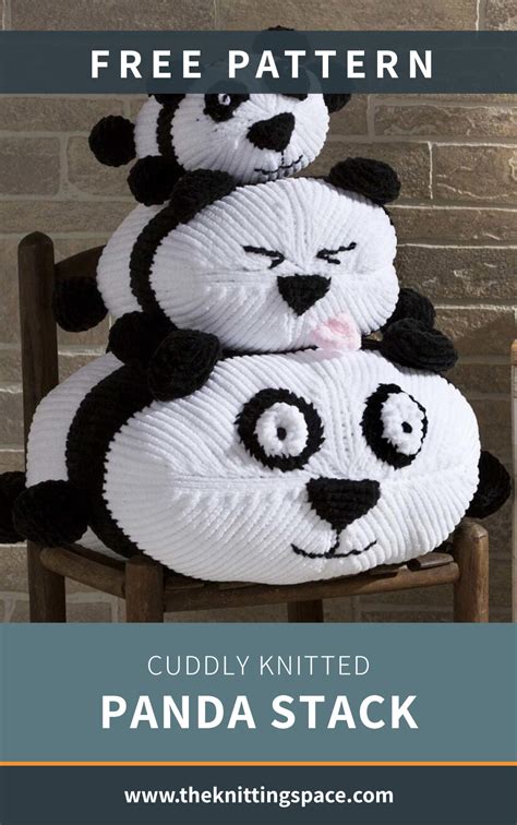 Cuddly Knitted Panda Stack Free Knitting Pattern