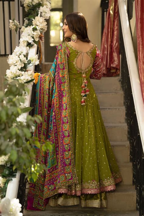 Pishwas Frock Lehenga Lime Green Pakistani Bridal Dress Is An Epitome Of Elegance And Tradition