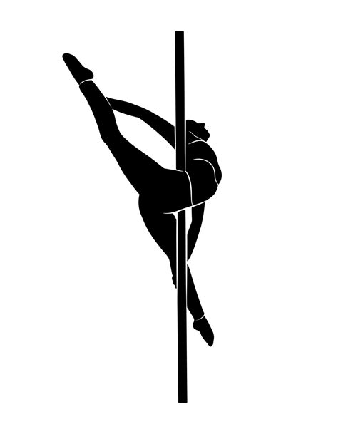 Pole Dance Dancer Full Body Shape Vector Isolated Shadow Simple Black Silhouette Icon