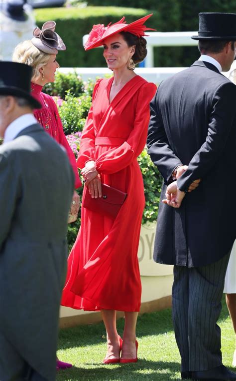 Kate Middleton Wears Red Alexander Mcqueen Dress At Royal Ascot 2023