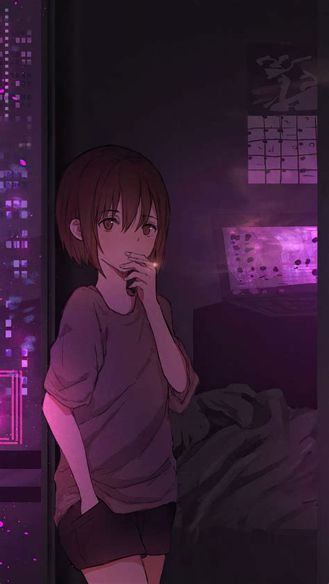 1080x1920 Anime Girl City Night Neon Cyberpunk Iphone 76s6 Plus