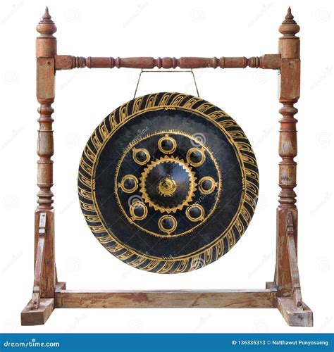 Thai Traditional Antique Gong Isolated On White Background Stock Image