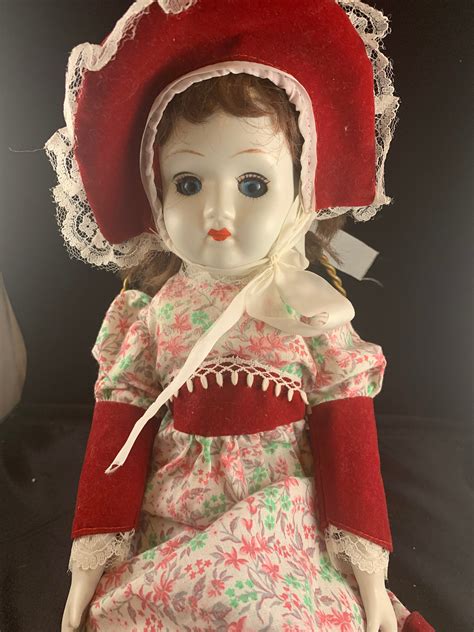 Vintage White Face Porcelain Doll In Red Dress Etsy